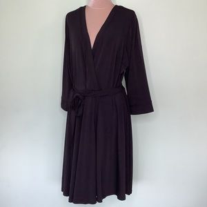 Torrid Black Slinky Faux Wrap Dress 3/4 Sleeve Surplus ITY Jersey NWT